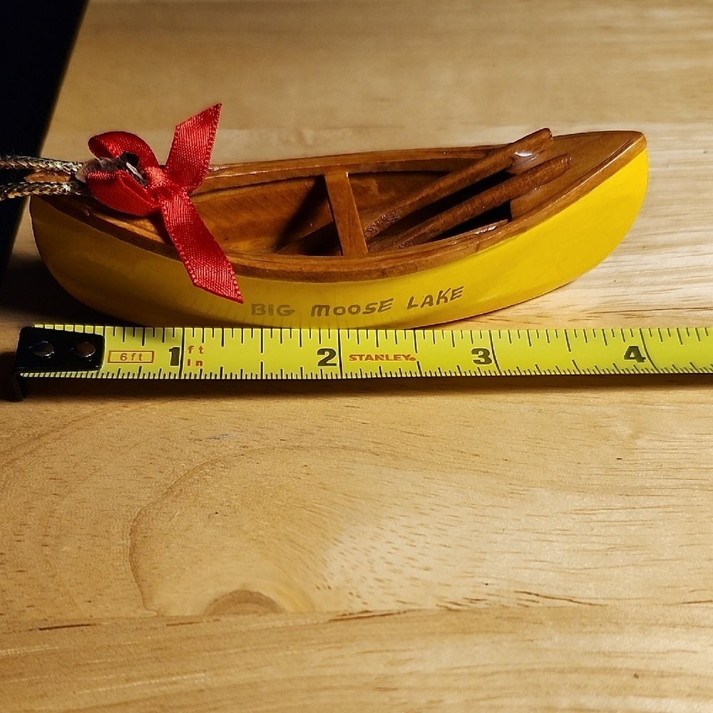 Big Moose Lake Yellow Canoe Ornament - Picture 4 of 5